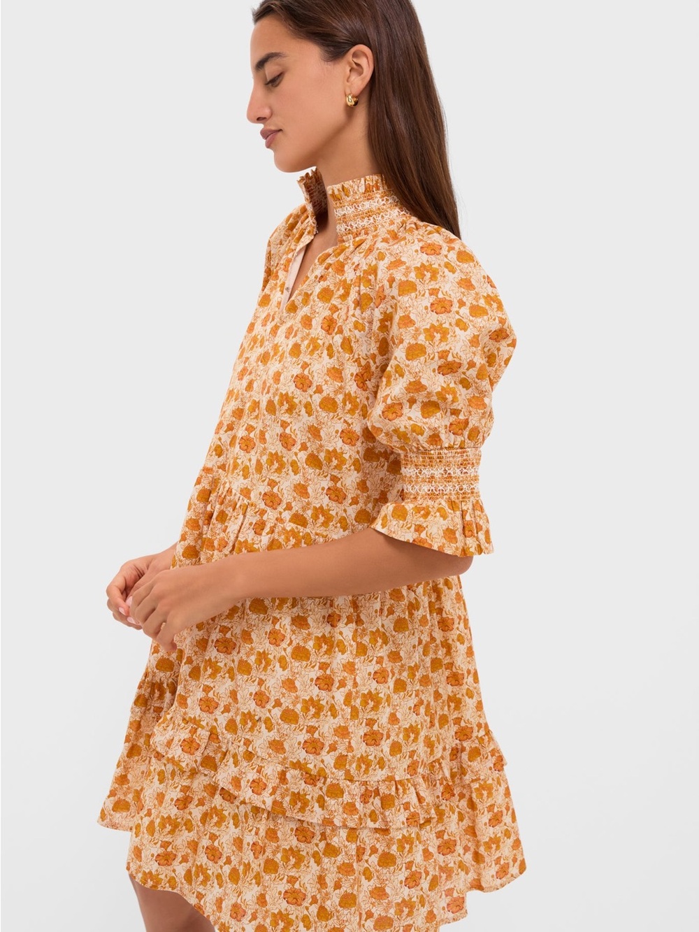Hyacinth House Smocked Ruffle Mini Dress Floral XS - Picture 4 of 11